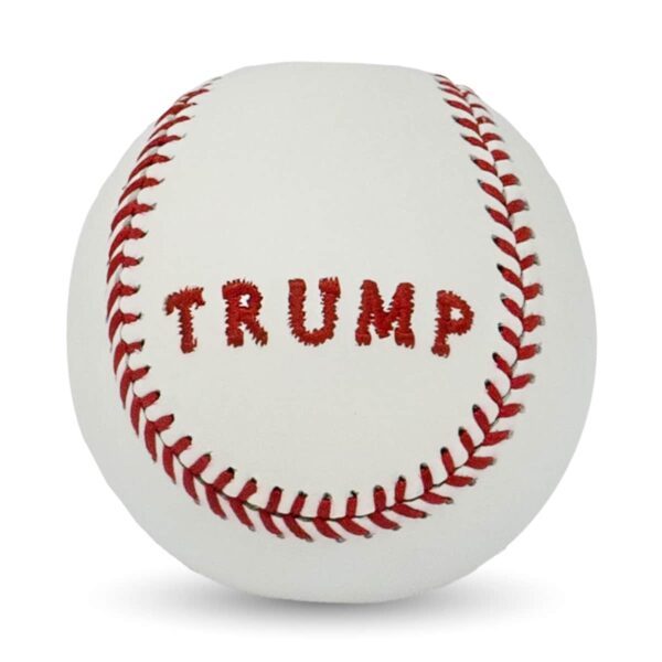 White Trump Baseball with Red Stitching