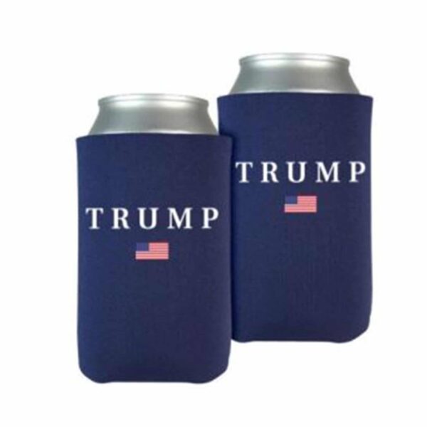 Blue Trump koozie with Flag