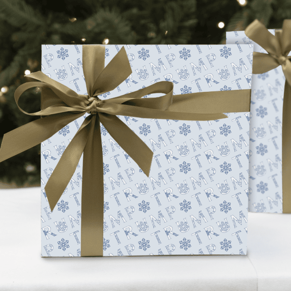 Trump Blue Snowflake Wrapping Paper
