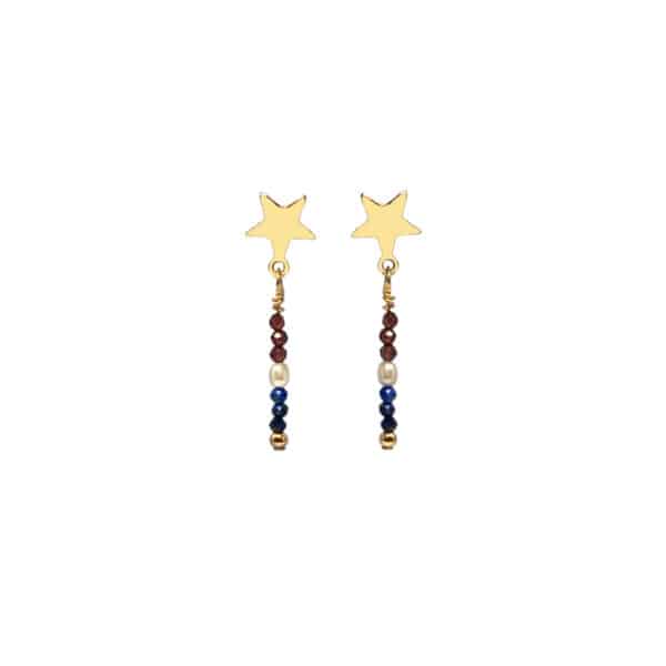 Gold Start Vertical bar Post Earrings